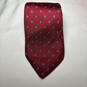 John Henry Silk Red Geometric Pattern Tie